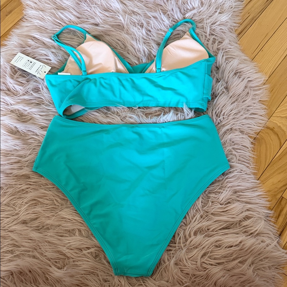 Cupshe Turquoise Two-Piece High-Waist Bikini - Picture 2 of 2